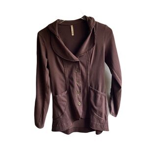 XCVI Brown Blazer Size XS Button Front Pockets Fall Jacket Twill Jardigan Cozy